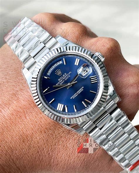 rolex day date blue roman dial|Rolex Day-Date 228239.